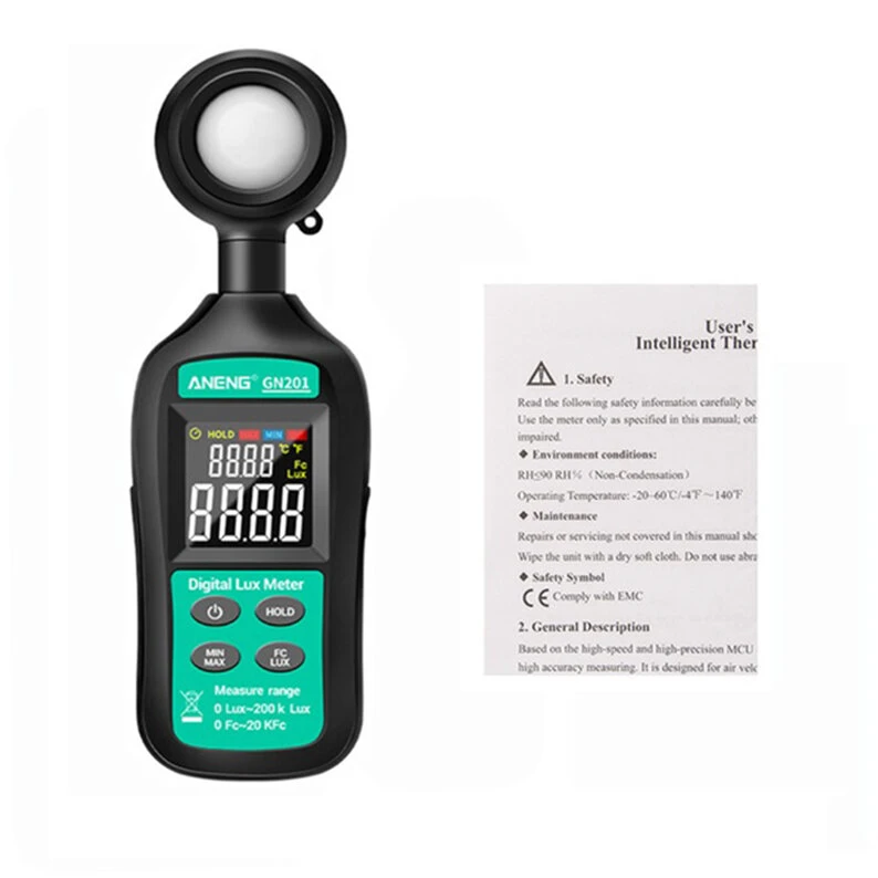 ANENG GN201 Digital Lux Meter - 200K Lux Range | UV & Light Meter | Handheld Photometer - Image 4