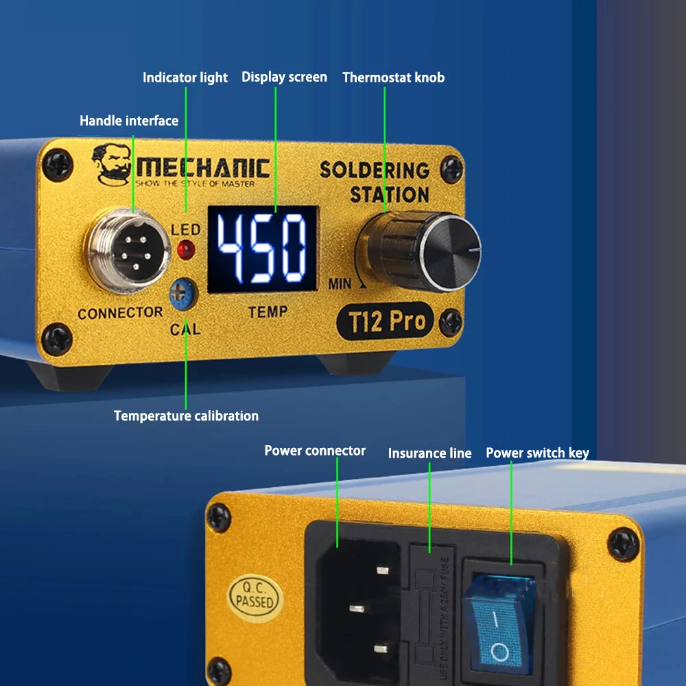 T12 Pro Digital Soldering Station - Intelligent Anti-static with T12 Iron Tip - Image 3