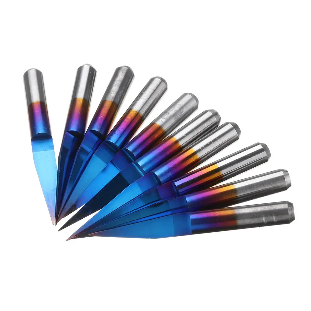 Drillpro 10pcs Nano Coated Carbide Engraving Bits - 0.1-0.3mm 15 Degree Flat Bottom - PCB CNC Router Tool - Image 5