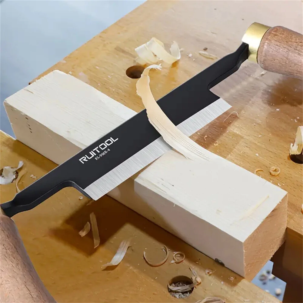 RUITOOL Draw Knife - High Carbon Steel Blade & Wooden Handle | Woodworking Debarking Tool for Logs & Fence Posts - Image 2