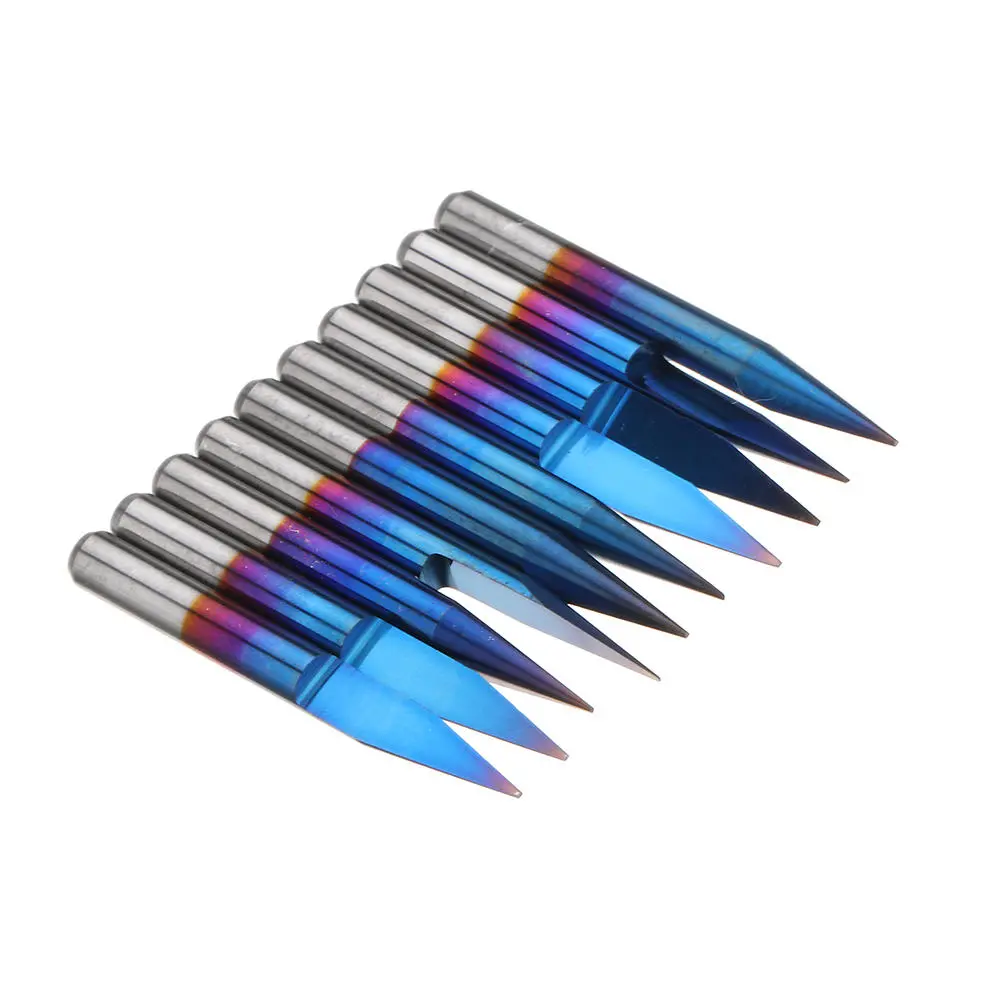 Drillpro 10pcs Blue Nano Coated Carbide Engraving Bits | 0.1-0.7mm 20 Degree - Image 4