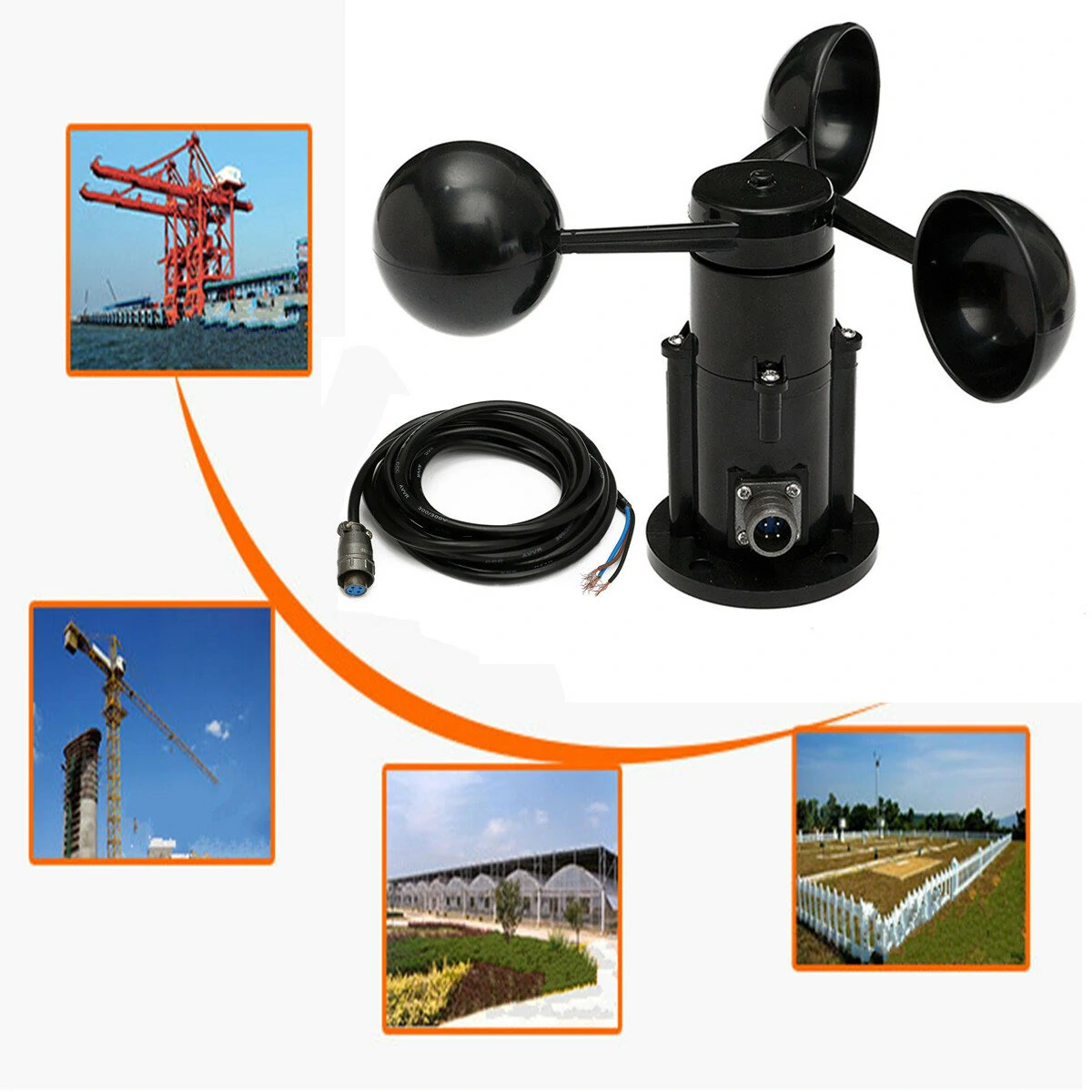 RS485 4-20mA Pulse-Type Wind Speed Sensor | Three-Cup Transmitter | Wind Detection Instrument - Image 5