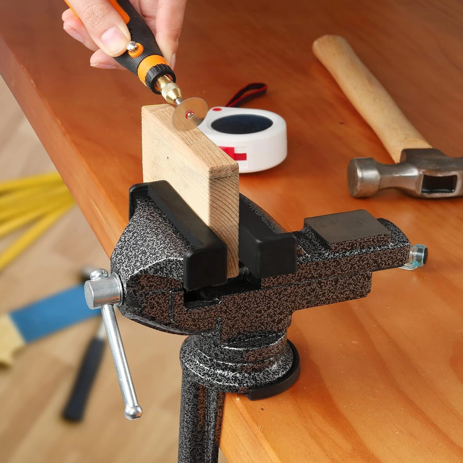 ENJOYWOOD Universal Bench Vise Table Clamp - 360 Swivel Base Heavy Duty Alloy Steel - Image 3