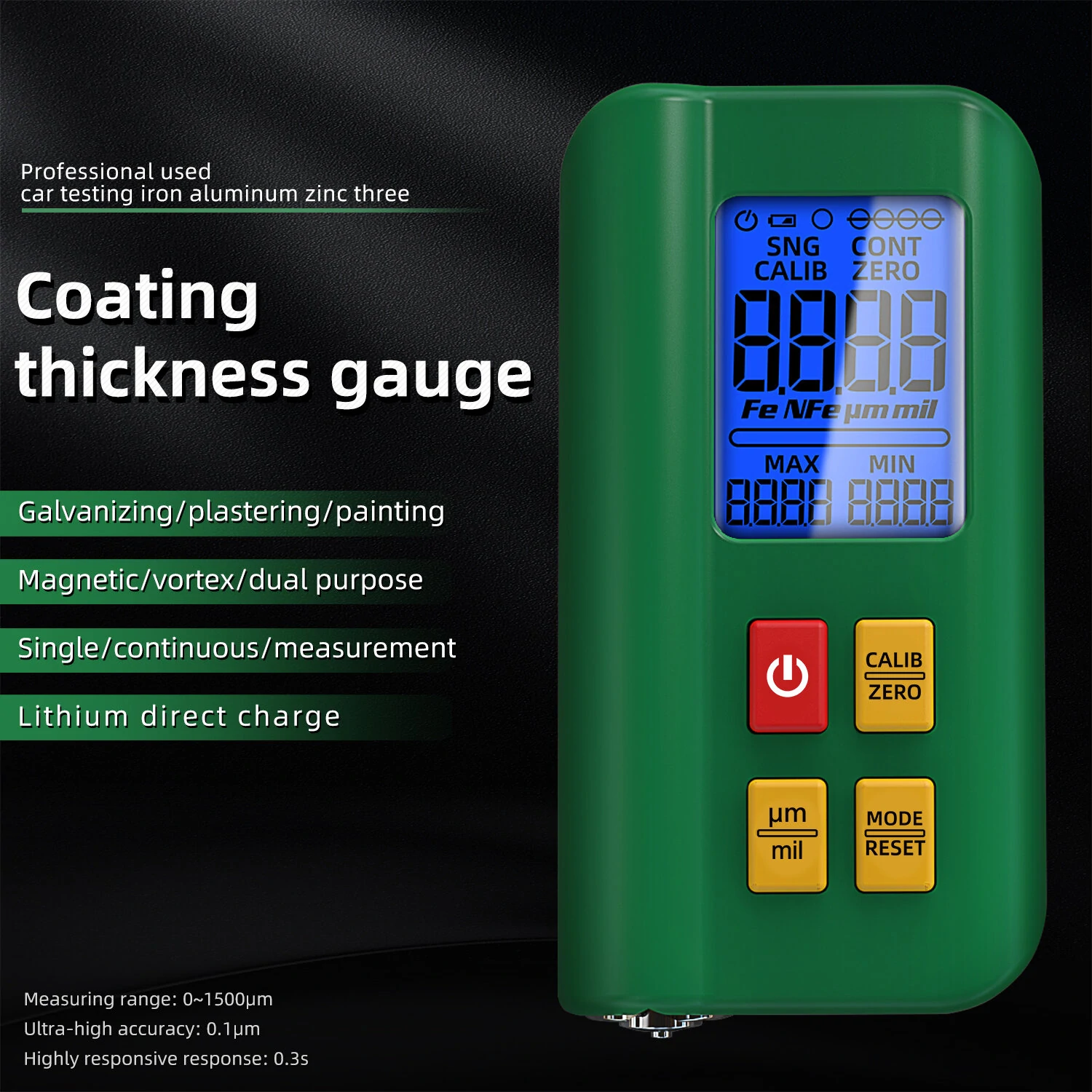 BSIDE Coating Thickness Gauge | 0-1500µm Fe/NFe | Rechargeable Paint & Film Tester - Image 2