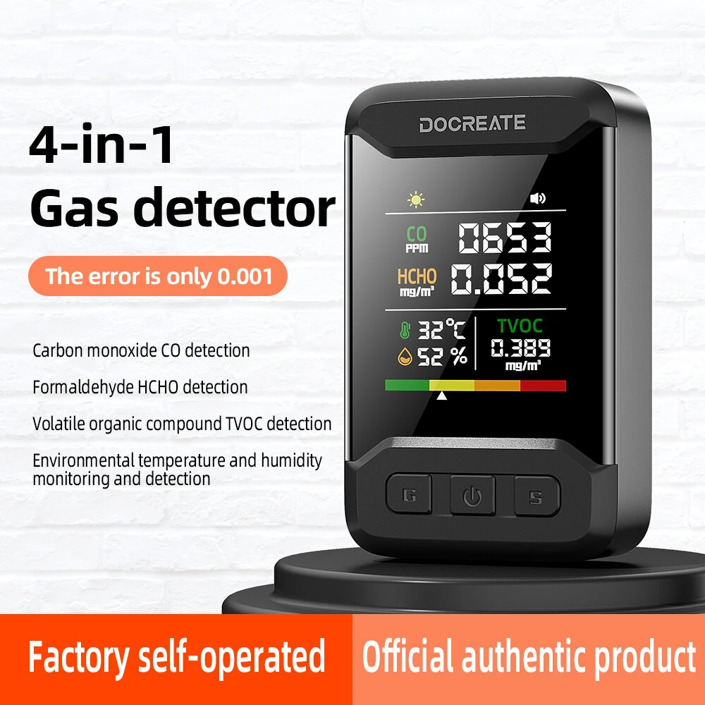 CM51 4-in-1 Air Quality Monitor - CO Formaldehyde TVOC Detector | Portable with Temp & Humidity Gauge - Image 2
