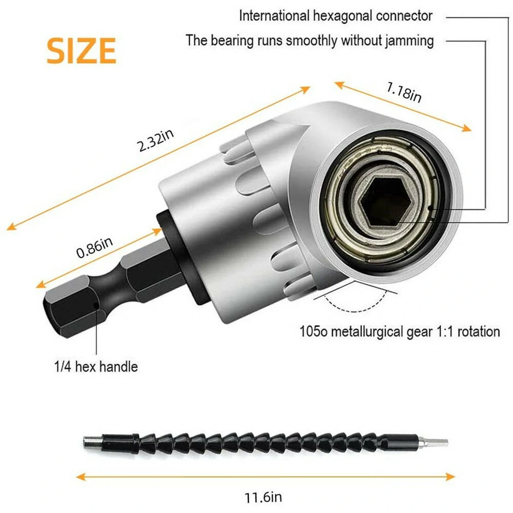 Drillpro 16Pc Flexible Drill Bit Extension Set - Hex Shank Nut Driver & Right Angle Adapter - Image 4