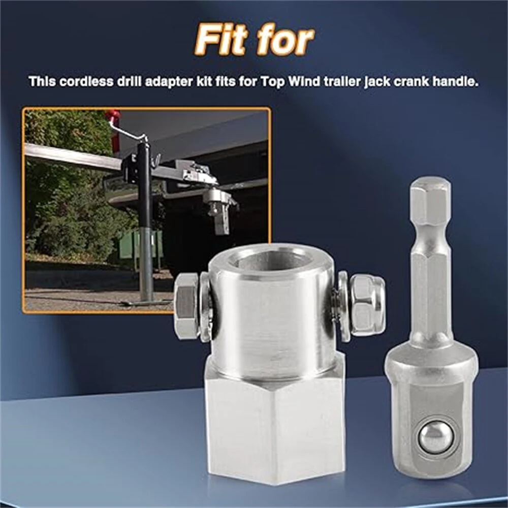 6PCS Wireless Drill Adapter - Stainless Steel Crank Handle for Ratchet & Trailer - Image 4