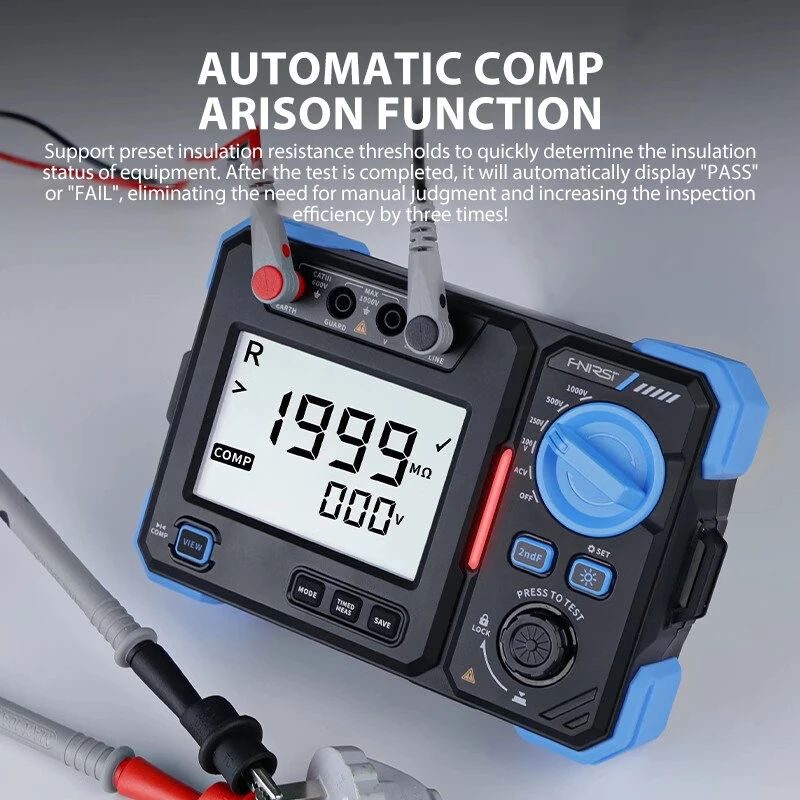 FNIRSI MRT1050 Insulation Resistance Tester - 100V to 1000V AC/DC Voltage Meter - Image 4