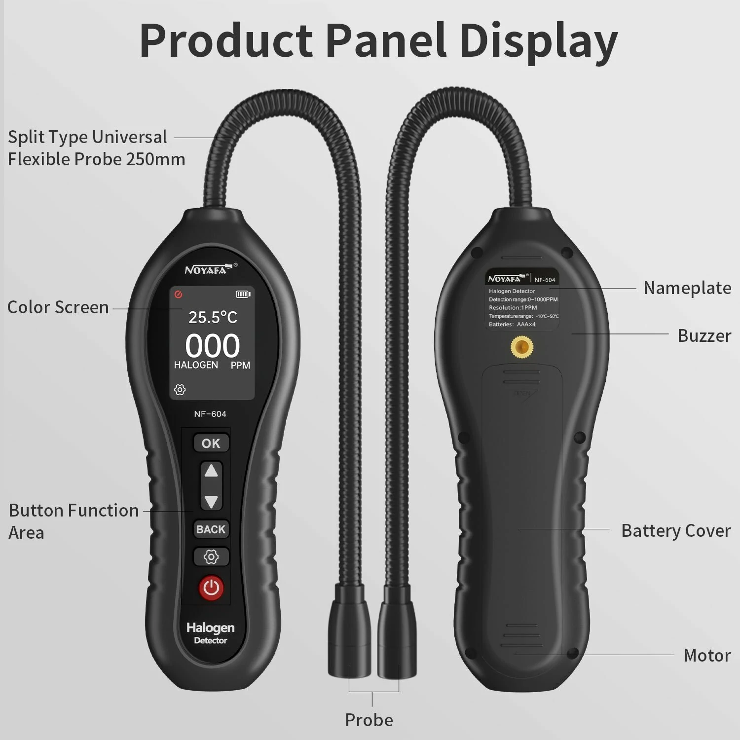 NOYAFA NF-604 Halogen Leak Tester | 0-1000PPM High Sensitivity | Triple Alert & Temp Test - Image 5