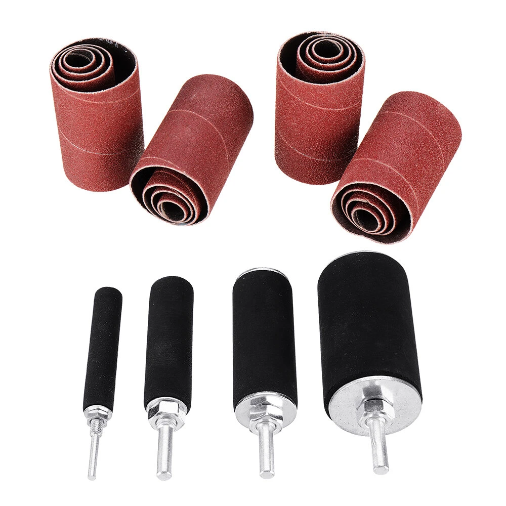 20Pcs Sanding Drum Kit - 80/120 Grit Rubber Mandrels for Drill Press Woodworking - Image 3