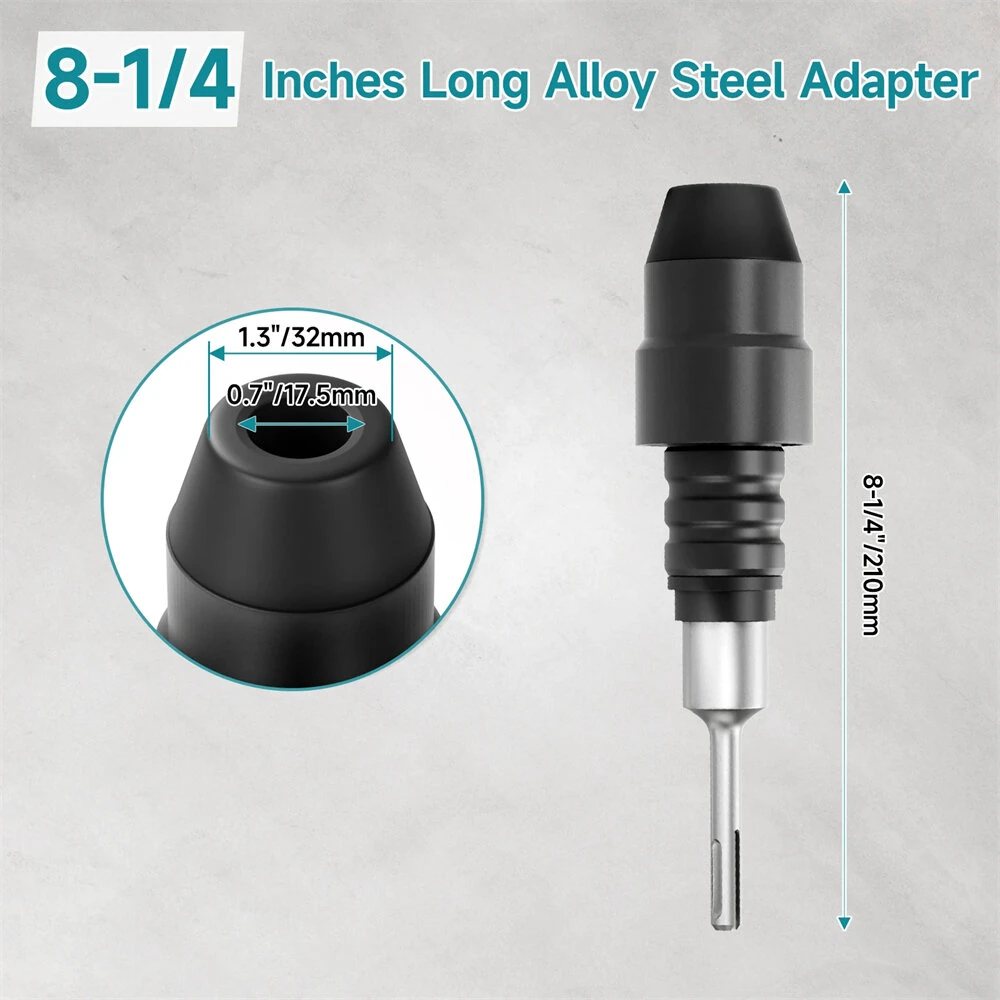SDS Plus to SDS Max Rotary Hammer Drill Adapter | 210mm Alloy Steel Converter for Concrete Brick Tile - Image 2