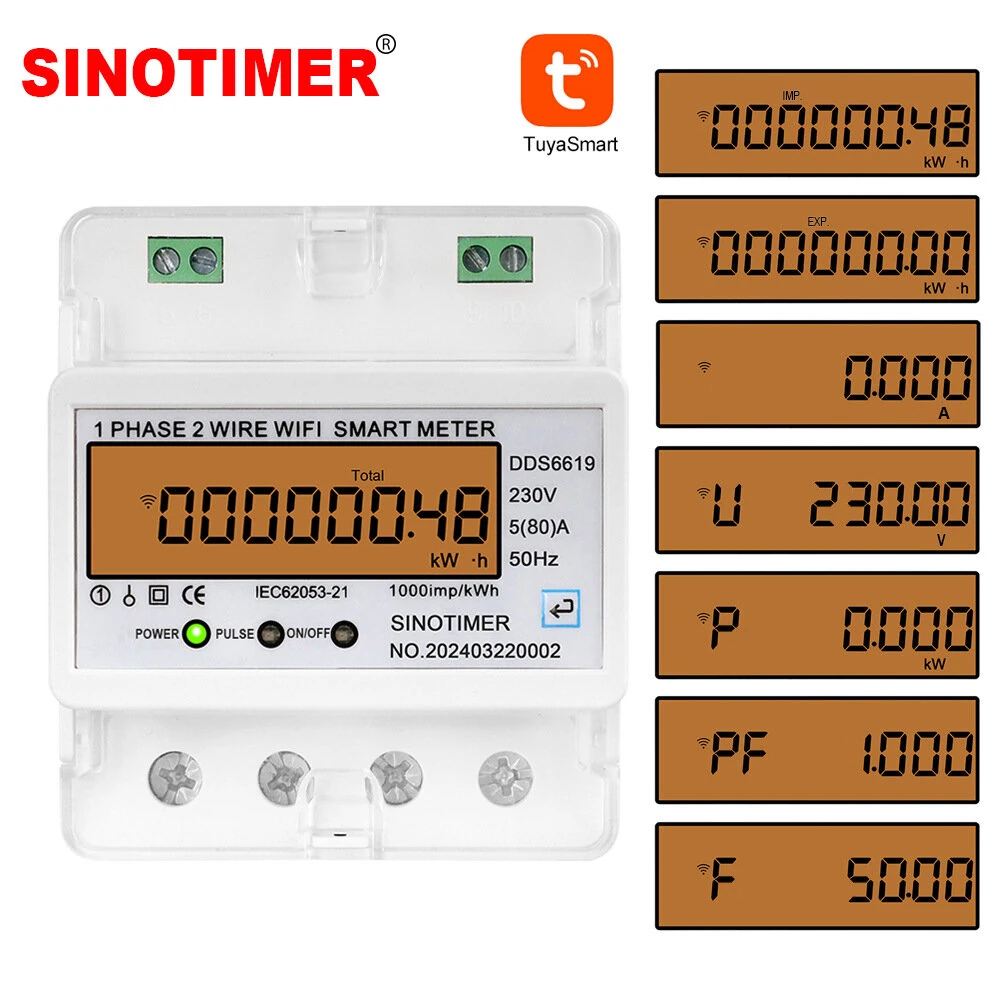 Smart Energy Meter WiFi - 220V 100A kWh Consumption Monitor | DIN Rail Wattmeter - Image 2