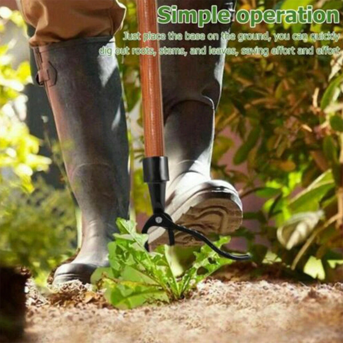 Claw Weeder Stand Up Weed Puller Tool - Metal Root Remover with Foot Pedal - Image 4