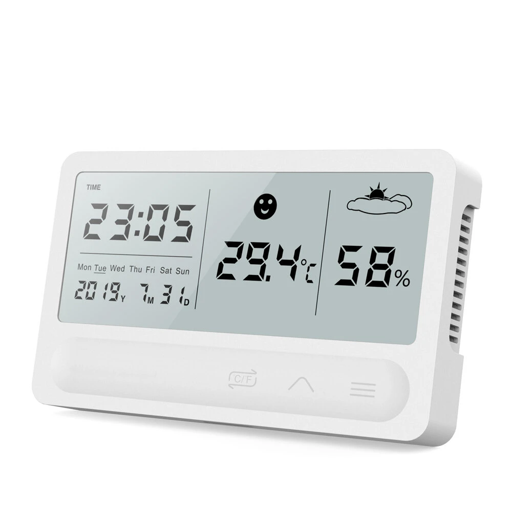 Multifunction Electronic Thermometer Hygrometer - Large LCD Screen | Temperature Humidity Monitor Alarm Clock - Image 2
