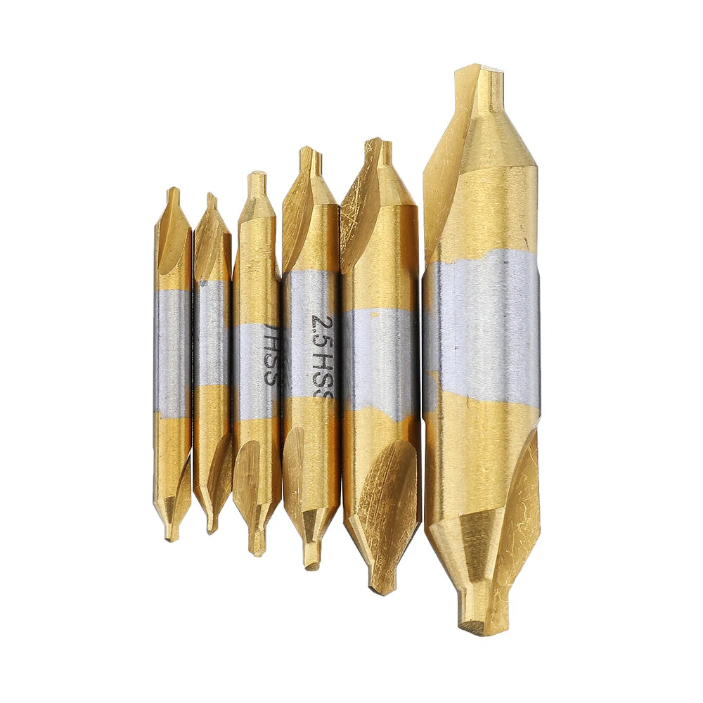 Drillpro 6pcs HSS Titanium Coated Center Drill Bit Set | 60 Degree 1-5mm - Image 3