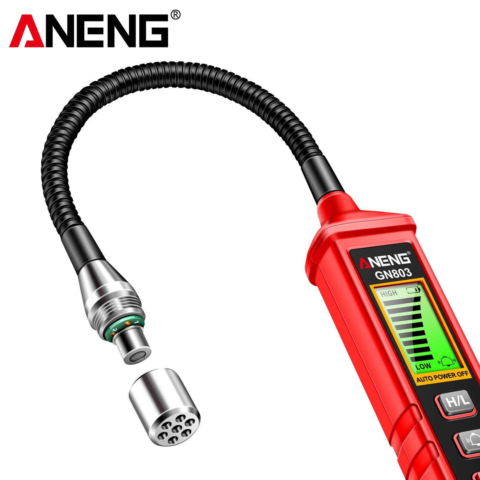 ANENG GN803 Combustible Gas Leak Detector | High Sensitivity 300-10000PPM | Adjustable with Bendable Hose - Image 3