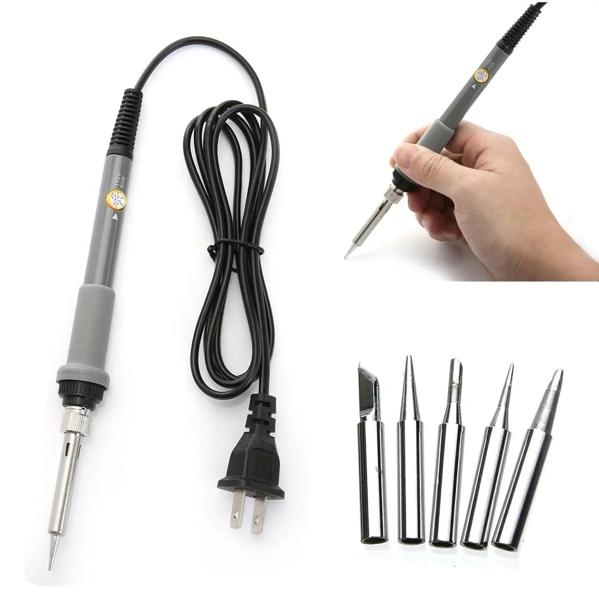 Adjustable Temperature 110V Electric Solder Iron Tool - with 5 Tips - Image 2