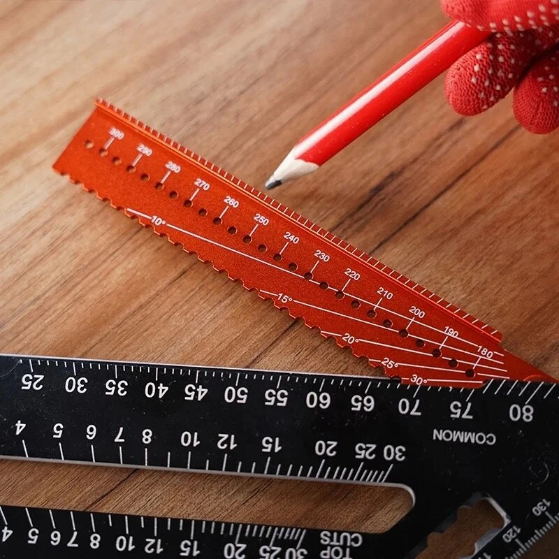 Aluminum Alloy Triangle Ruler - 7 & 12 Inch Foldable Woodworking Tool with Magnet - Image 3