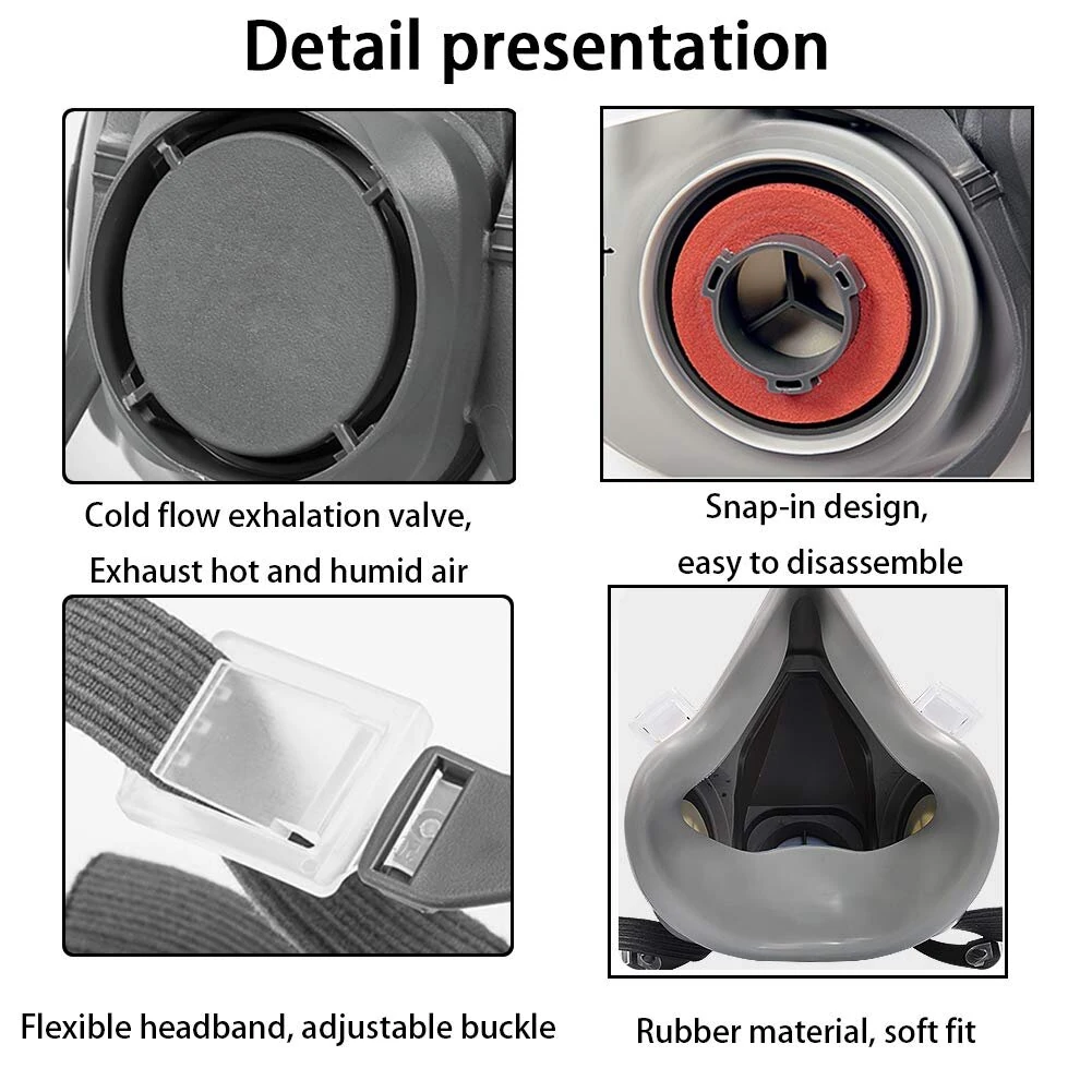 3M Reusable Half Face Gas Mask - with Safety Glasses & Double Filtration - Image 5