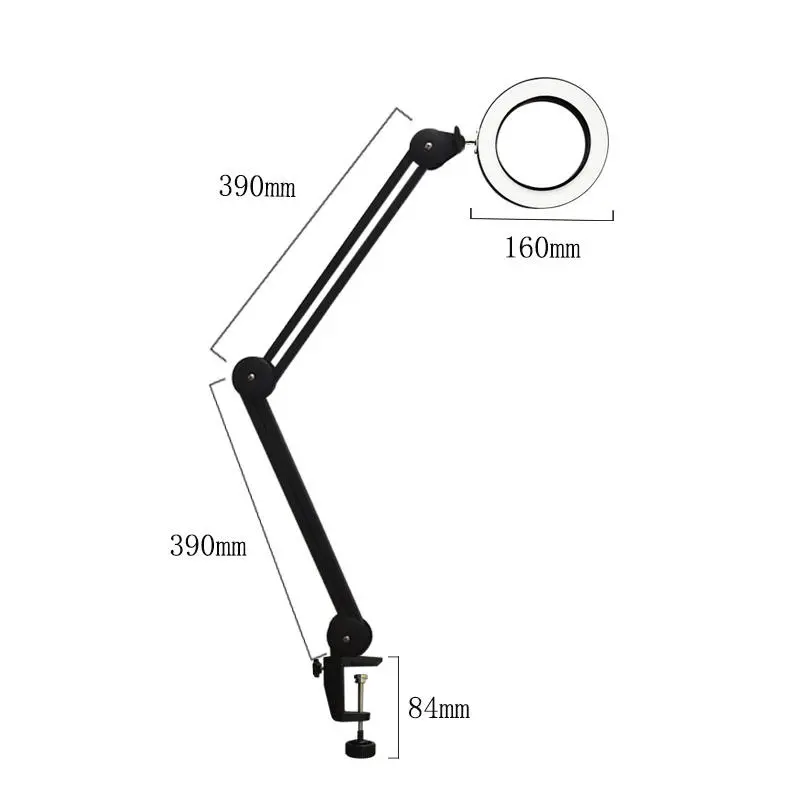 YG-810-2 8X 780mm LED Magnifying Lamp | 84mm Clamp & Swivel Arm with Dust Cover - Image 3