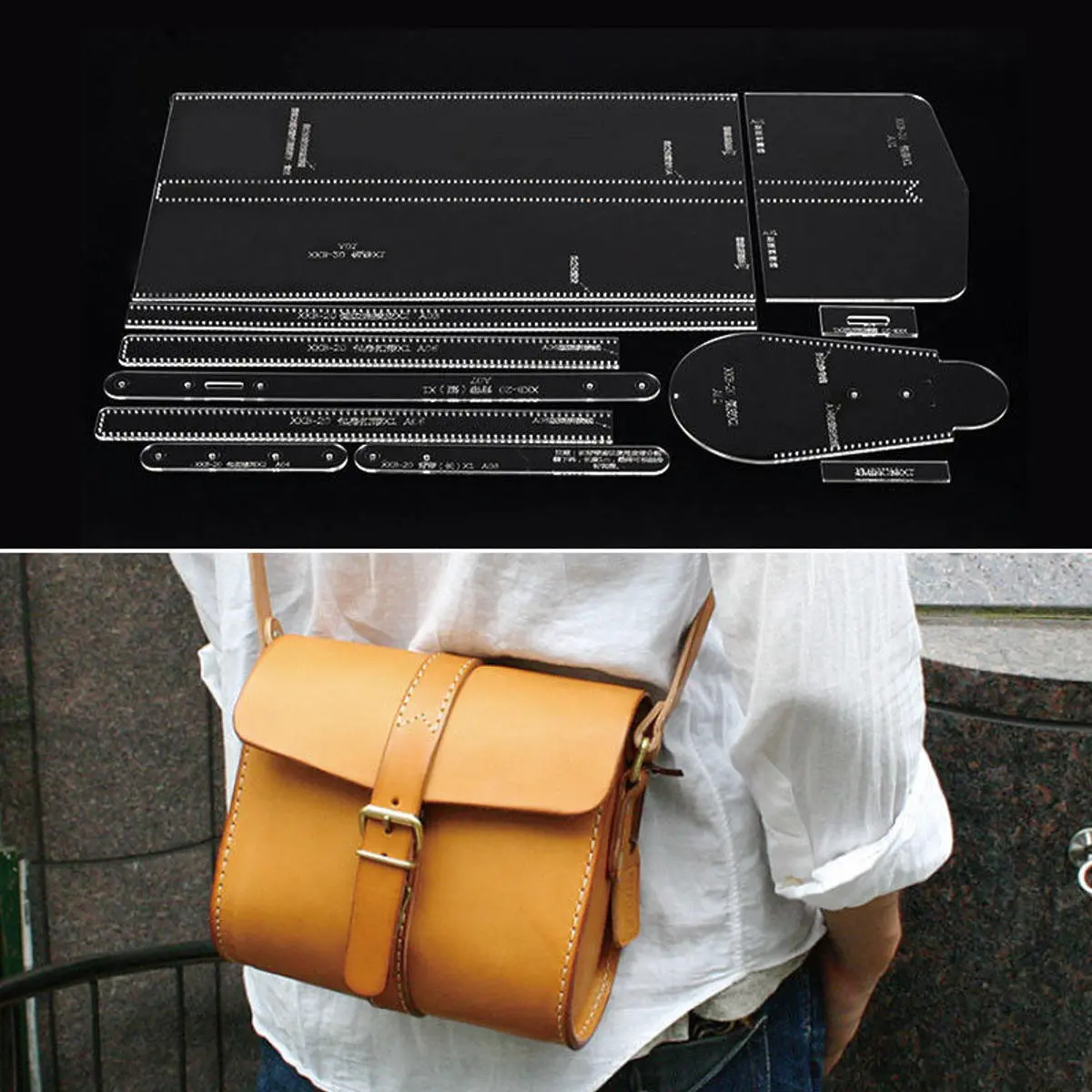 Acrylic Bag Pattern Stencil Template | DIY Leather Craft Tool Set for Shoulder Bags - Image 5