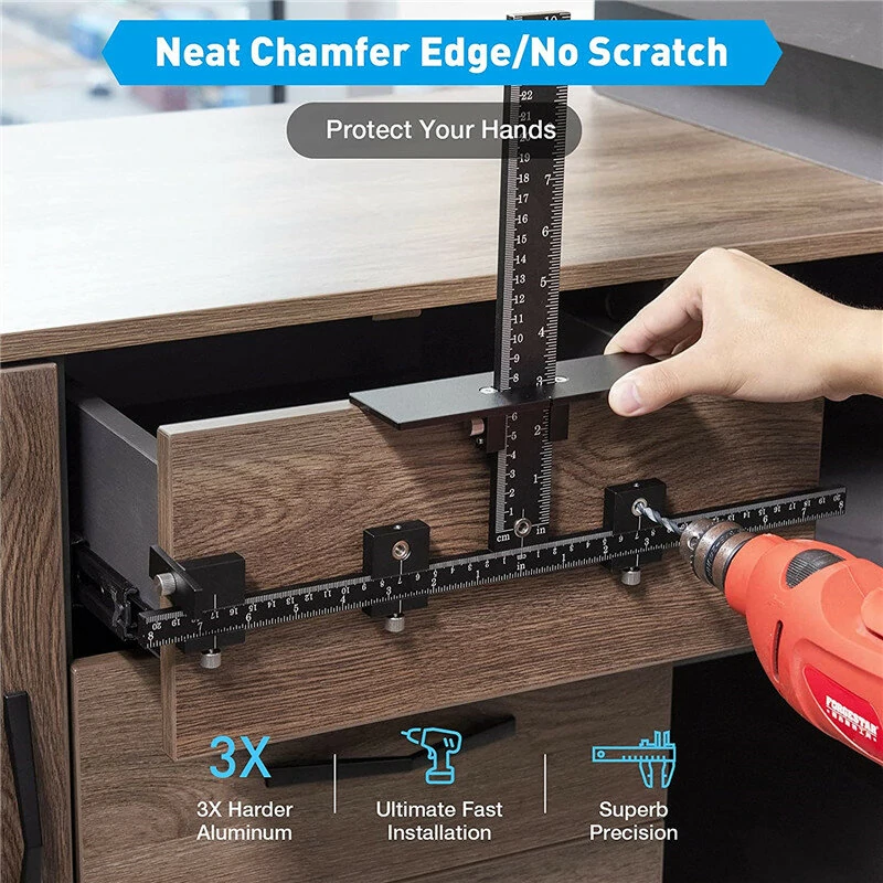 Aluminum Alloy Pocket Hole Jig - Drill Locator Guide for Cabinet Handles & Knobs - Image 5