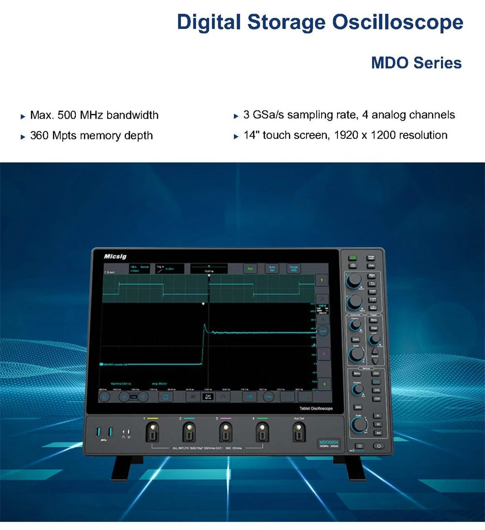 Micsig MDO2504 Digital Oscilloscope | 4 Channel 250MHz | Full Touch Screen - Image 2