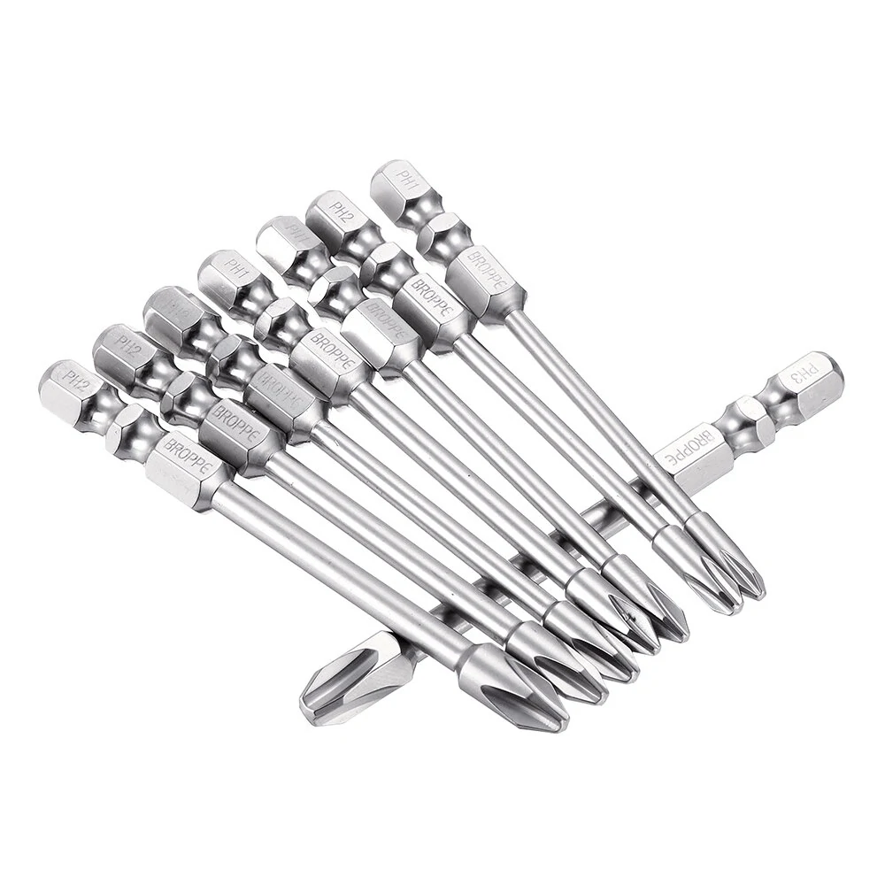BROPPE 10Pcs Phillips Screwdriver Bit - 75mm Length S2 High Torque Magnetic - Image 2