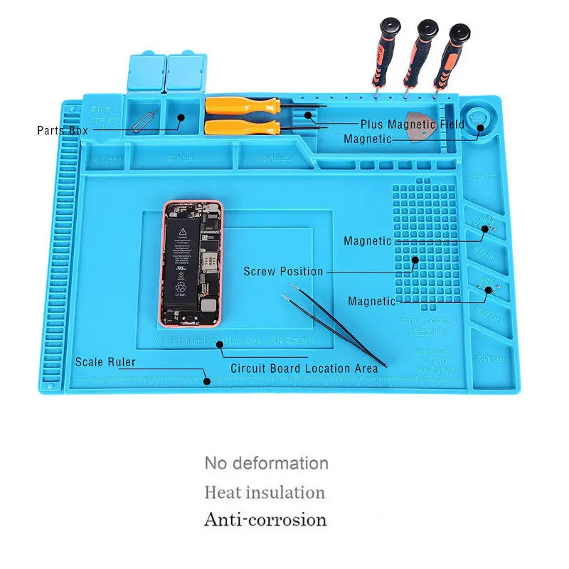 Magnetic Heat Insulation Silicone Pad | Soldering Station Repair Mat Desk Platform - Image 2