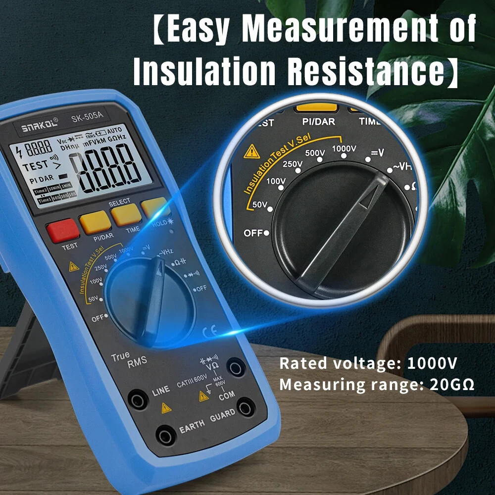 Snakol SK-505A 2in1 Digital Multimeter & 1000V Insulation Tester | Backlit LCD - Image 4