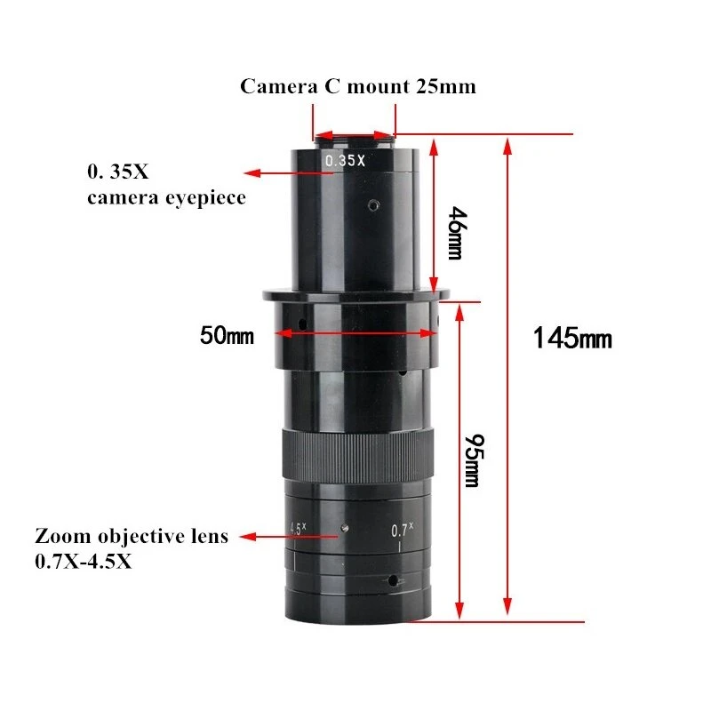 KOPPACE 22X-143X Industrial Microscope Lens | 0.35X Eyepiece & 0.7X-4.5X Zoom | 25mm C-Mount - Image 5