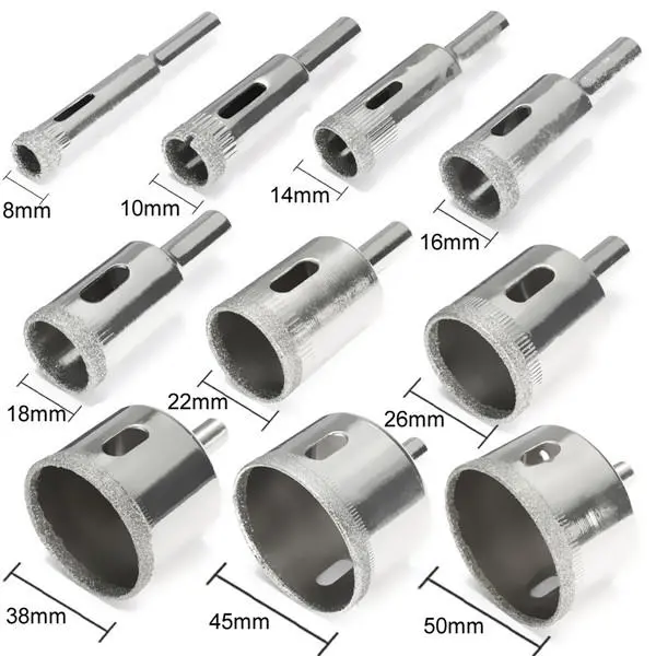Diamond Hole Saw Set - 10pcs for Tile Ceramic Glass Porcelain - 8mm-50mm - Image 5