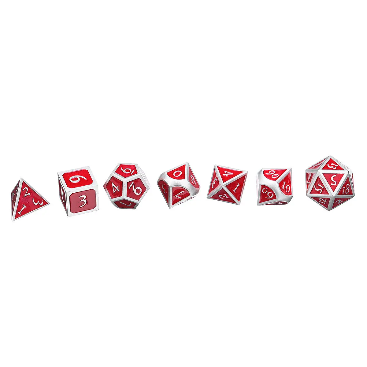 Red Antique Metal Polyhedral Dice Set - 7 RPG Dice with Bag | EDC Gadgets - Image 3