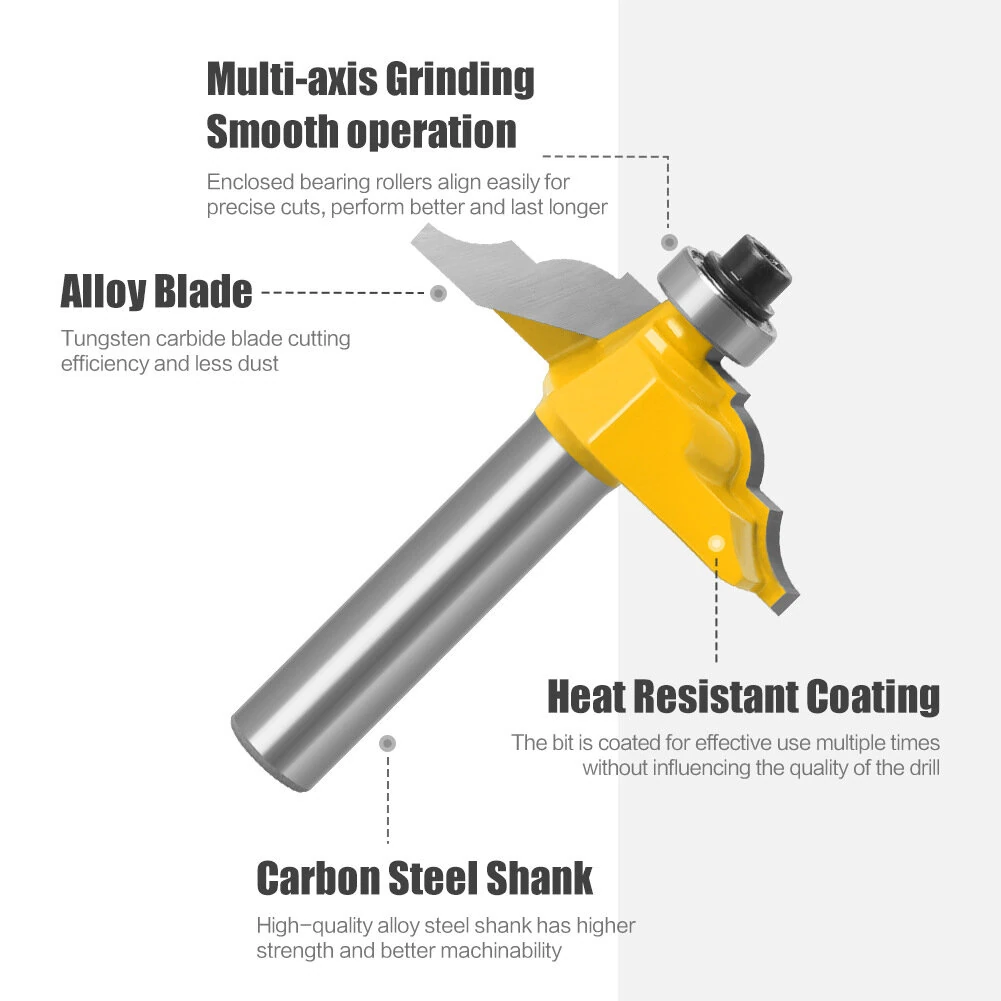 4PCS 8mm Shank Roman Ogee Router Bit Set | 25.4mm-50mm Cutting Diameter | Edge Forming & Molding - Image 2