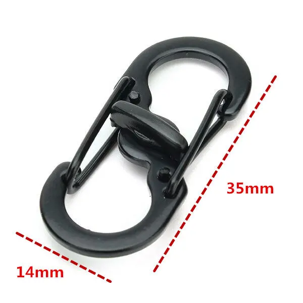 S Shape Anti Theft Carabiner Keychain - 5pcs Black Steel Clip | EDC Tool - Image 2