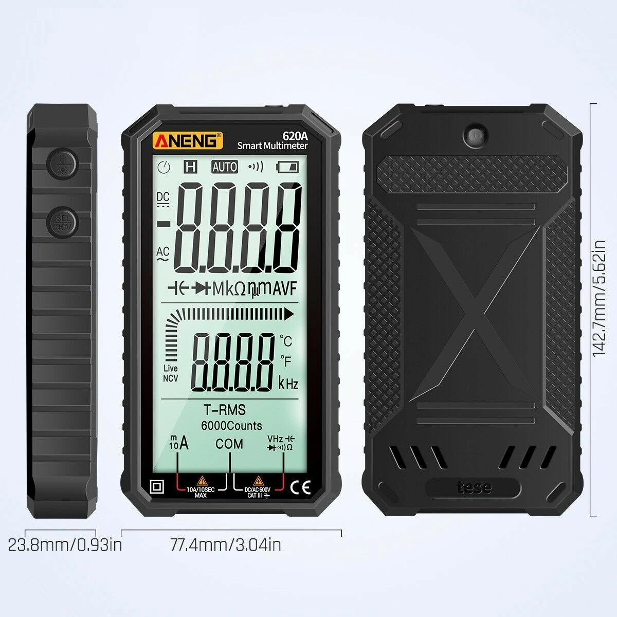 ANENG 4.7 Inch Digital Multimeter | Measures AC/DC Voltage, Current, Resistance - Image 5