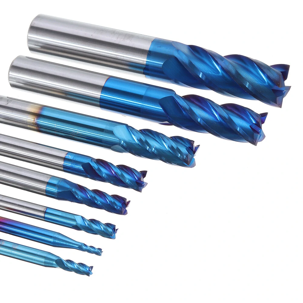 Drillpro 8Pcs Carbide End Mill Set | 4 Flutes 2-12mm | Naco Blue HRC50 - Image 5