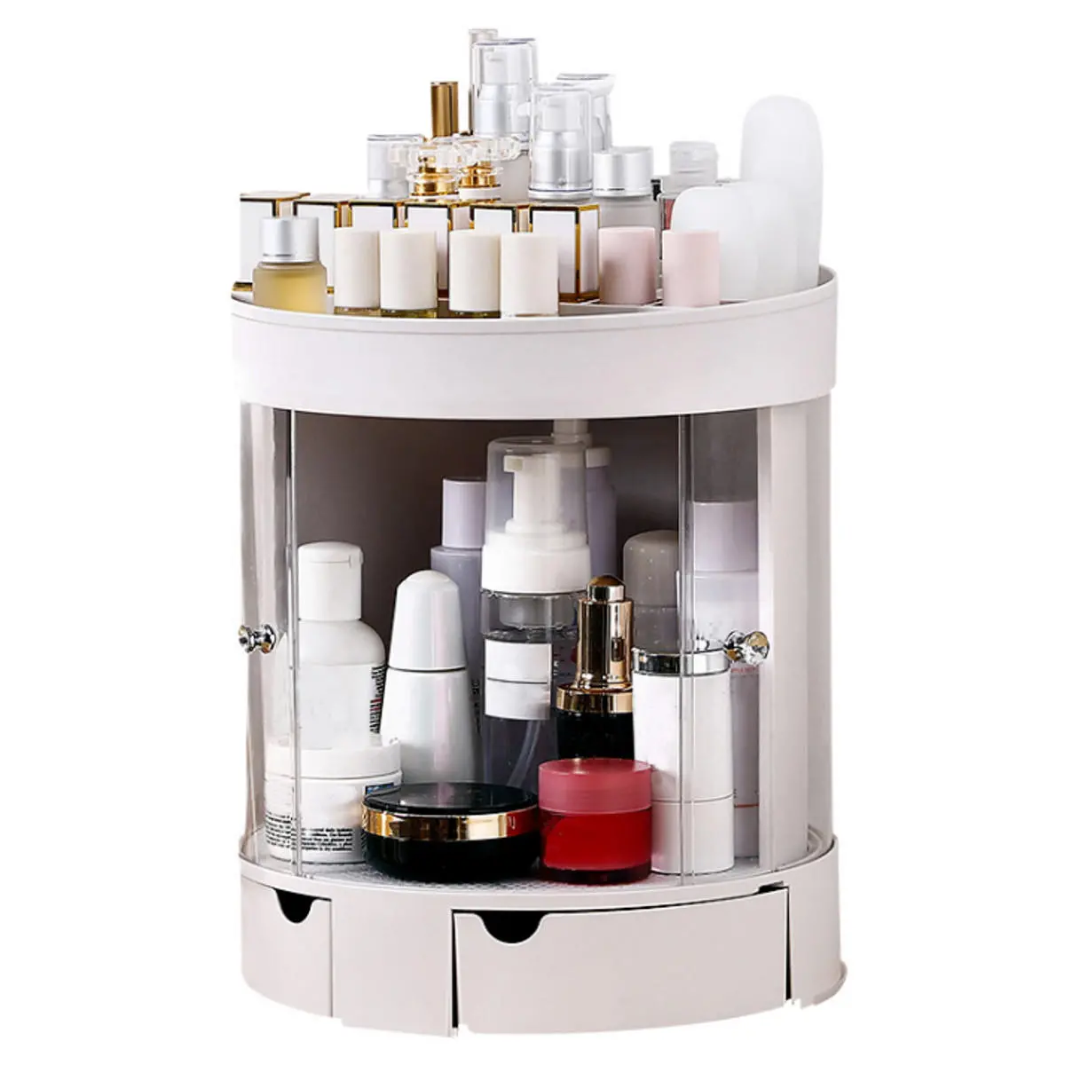 3 Layer Transparent Makeup Organizer - Desktop Cosmetic Storage Bag Drawer - Image 3