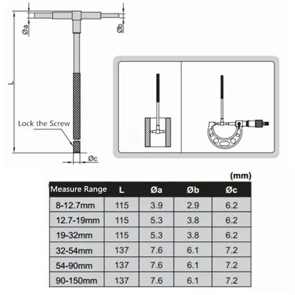 Teng Tools 6pcs Telescopic Bore Gauge Set | 8-150mm Micrometer Kit - Image 2