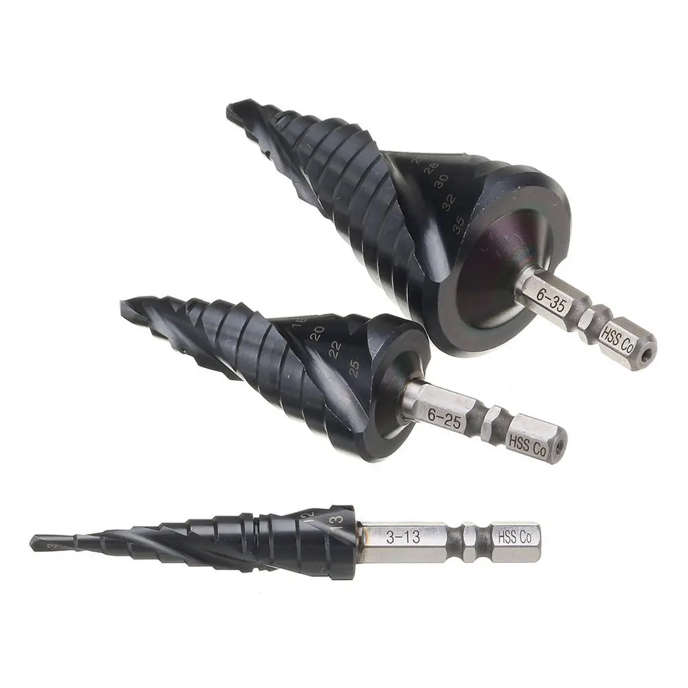 Drillpro M35 Cobalt Step Drill Bit - TiAlN Coated | 3-13mm to 6-35mm | 1/4 Inch Hex Shank - Image 4