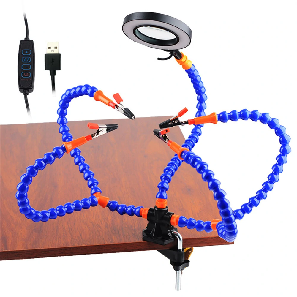 Multifunctional Welding Bracket Arm - 5 Arms with 3 Holes & Magnifying Glass | Universal Third Hand Tool for Assembly Repair - Image 4