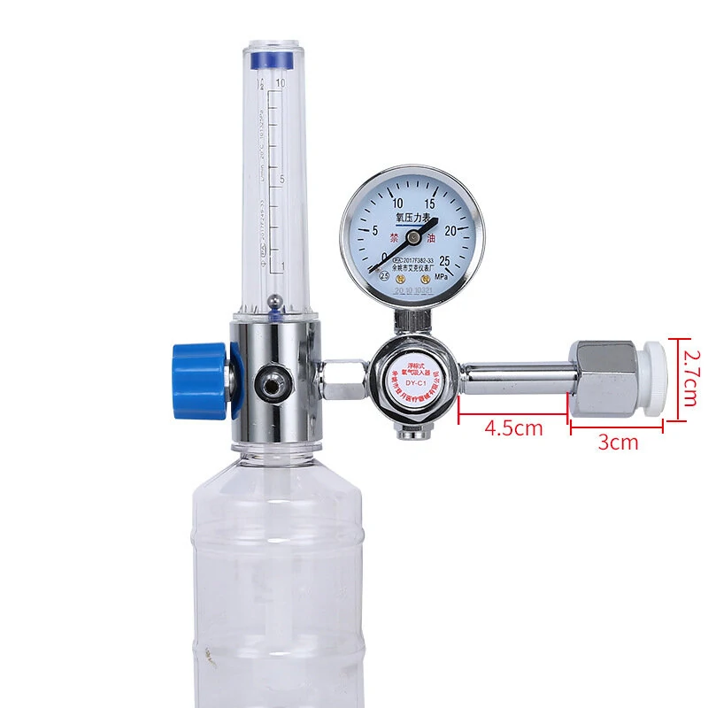 DY-C1 Oxygen Inhaler - 1-10L/min Flow Meter with Pressure Gauge & Humidification Bottle - Image 3