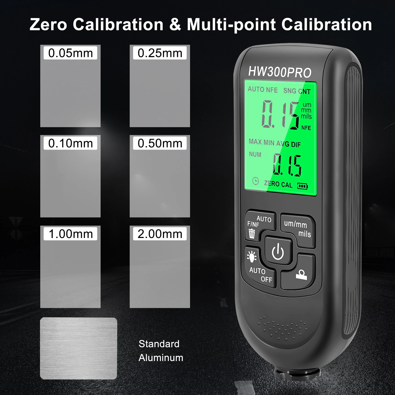 HW-300PRO Paint Thickness Gauge 0-2000µm | Car Paint & Coating Tester | Automotive Film Meter - Image 4