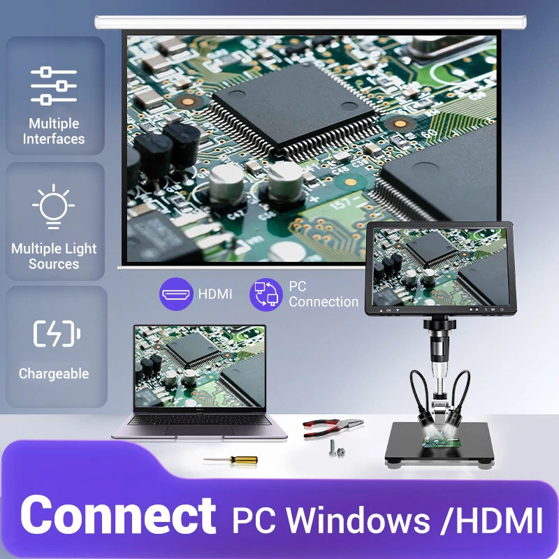 Mustool DM12 10.1 HDMI Digital Microscope - 2000X Magnification | 20MP IPS Screen - Image 3
