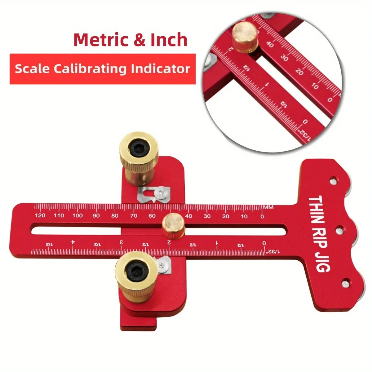 Thin Table Saw Jig - Adjustable Aluminum Guide for 3/8 x 3/4 U Slot | Laser Engraved Scales - Image 4