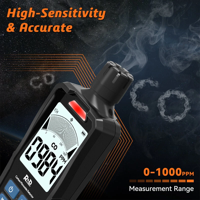 RD700 Carbon Monoxide Detector | 0-1000 PPM High Accuracy, LCD Display & Rechargeable Battery - Image 4