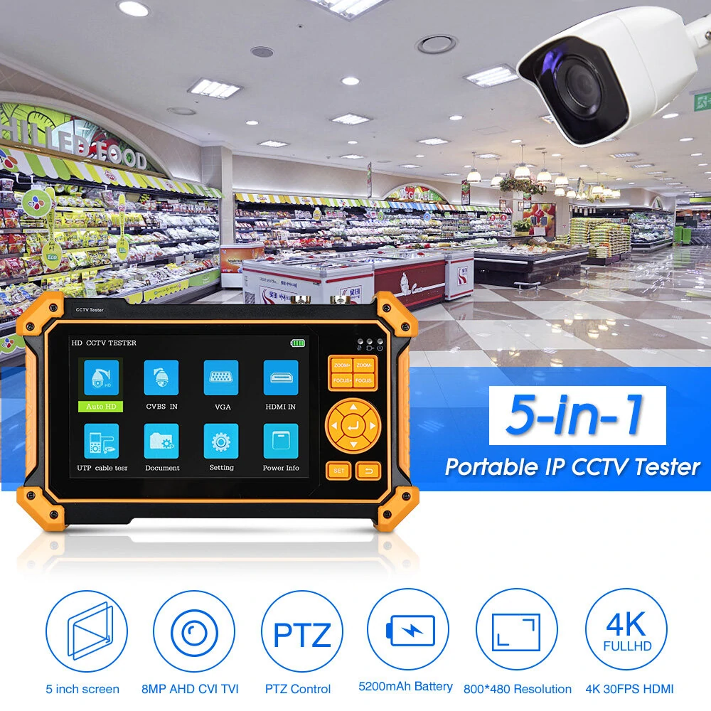 HD-3200C 5 HD CCTV Monitor Tester | UTP Cable Test | 8MP CVI/TVI/AHD/SDI Support - Image 5