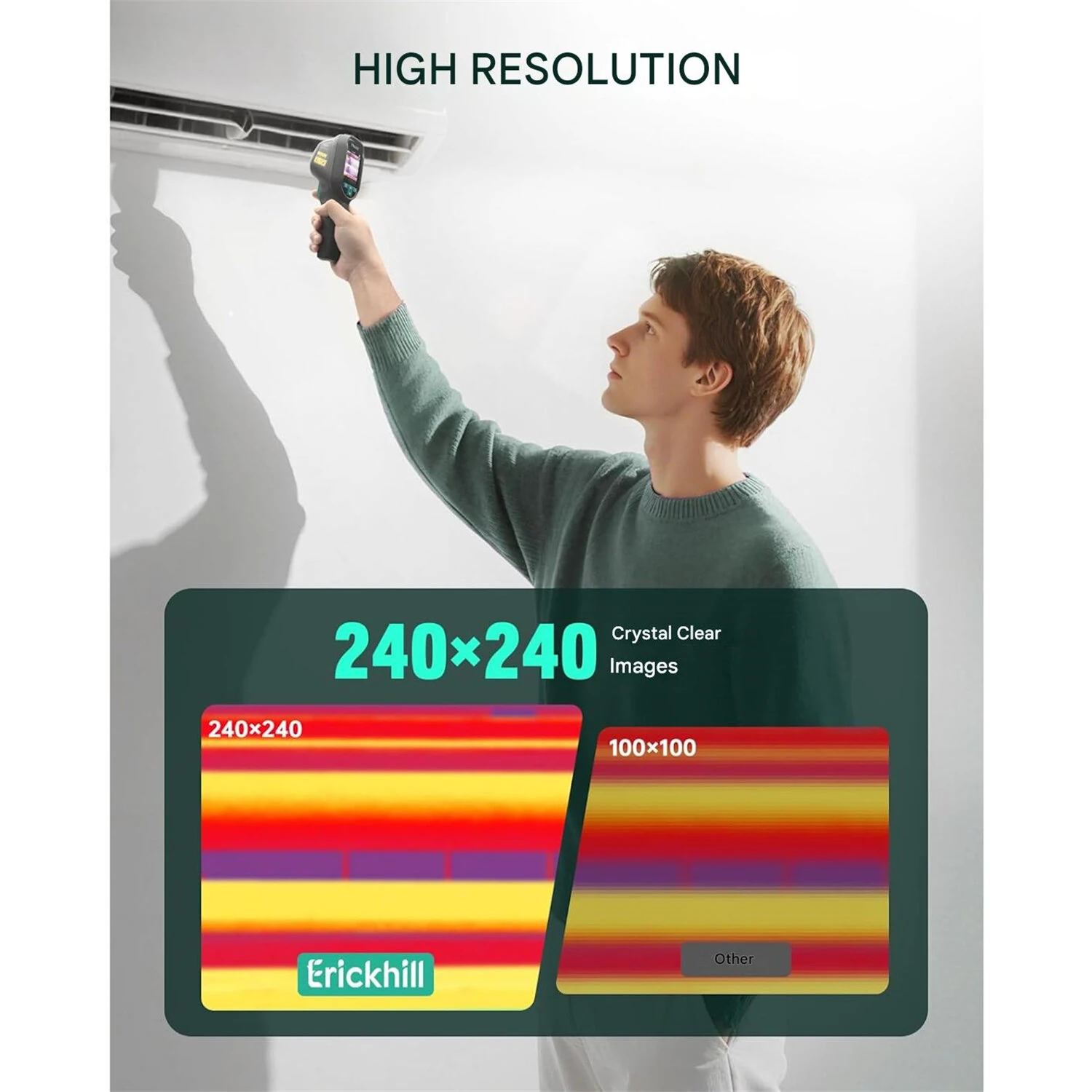 ERICKHILL ETI-01 Thermal Imaging Camera | 240x240 IR Resolution -20°C to 550°C | HVAC Inspection Tool with Laser Pointer - Image 2