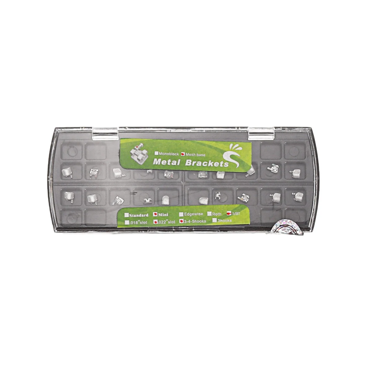 Dental Metal Mesh Base Orthodontic Bracket - 20pcs 022 Hook 345 with Storage Box - Image 5