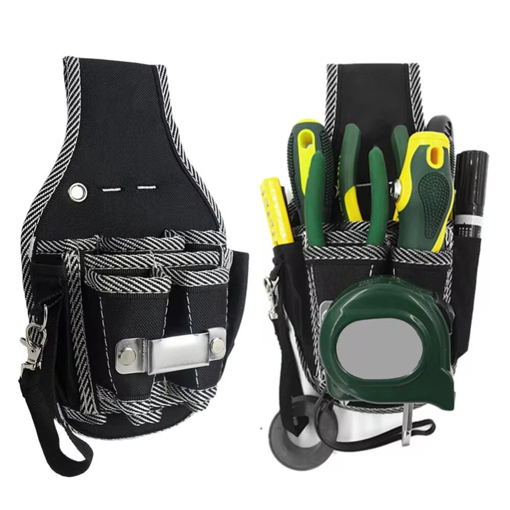9 Pocket Electrician Tool Bag - 600D Nylon Waist Pouch with Reinforced Edges - Image 2